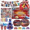 thumbnail image 2 of Nuevos globos de cumpleaños de Disney Cars, decoración de fiesta de dibujos animados de Lightning Mcqueen, servilletas de papel, platos, vasos, suministros para baby shower para niños, 2 of 5