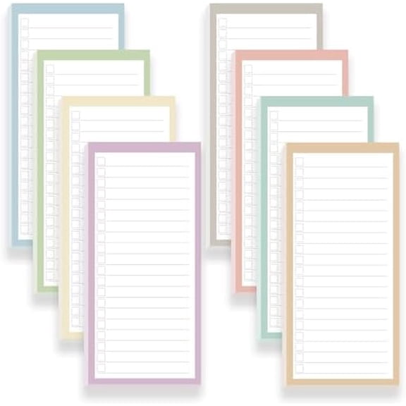 8 Pack Magnetic Notepads for Refrigerator, Assorted Colors Memo Pads with Lined Pages, 30 Sheets Each, Ideal for Grocery Lists, to-Do, & Shopping
