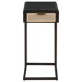 thumbnail image 2 of Benjara Lanie Side C Table, 1 Drawer, Sleek Black Metal Frame, Faux Rattan, 2 of 5