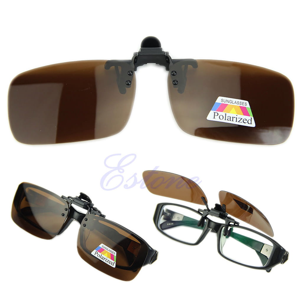Polarised Day Night Vision Sunglasses Clip-on Flip-up Lens Driving Clip ons on 