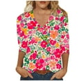 thumbnail image 2 of Xdegoge My Orders Placed Recently By Me Womens 3/4 Sleeve T Shirts Trendy V Neck T Shirts Floral Summer Tunic Ladies Tops Elegant Dressy Casual Blouses Fashion Vacation Tee Shirts Ropa Mujer, 2 of 4