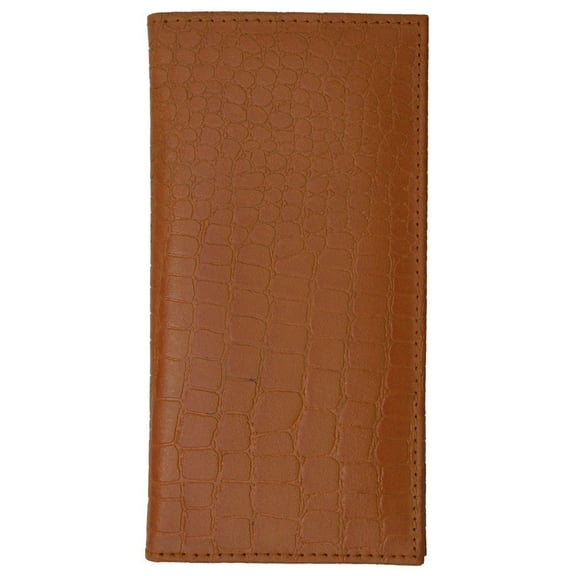 RFID Blocking Genuine Leather Croc Print Checkbook Cover Holder ID Card Wallet