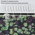 thumbnail image 6 of Green Shower Curtain, Eucalyptus Shower Curtain for Bathroom Watercolor Sage Green Botanical Pink Floral Waterproof Fabric Black Shower Curtain Set with Hooks, 72x72 Inch, 6 of 6