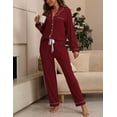 thumbnail image 4 of Conjunto de pijama ZMJ rojo para mujer camisa de manga larga y pantalones S, 4 of 9