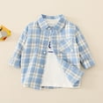 thumbnail image 2 of Toddler Boys Long Sleeve Shirts Plaid Fashion Casual Boys Shirts With Pockets Button Down Western Sweatshirts Buffalo Fall Winter Baby Kids Clothing Blue 5-6 Years, 2 of 4