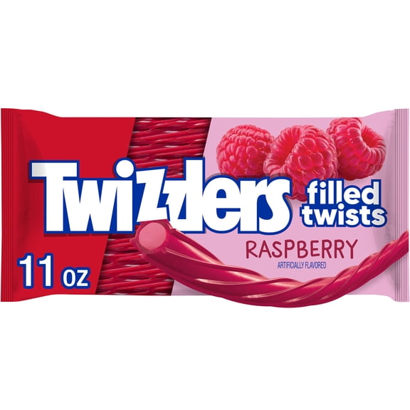 Twizzlers Filled Twists Raspberry Flavored Licorice Style, Chewy Candy Bag, 11 oz