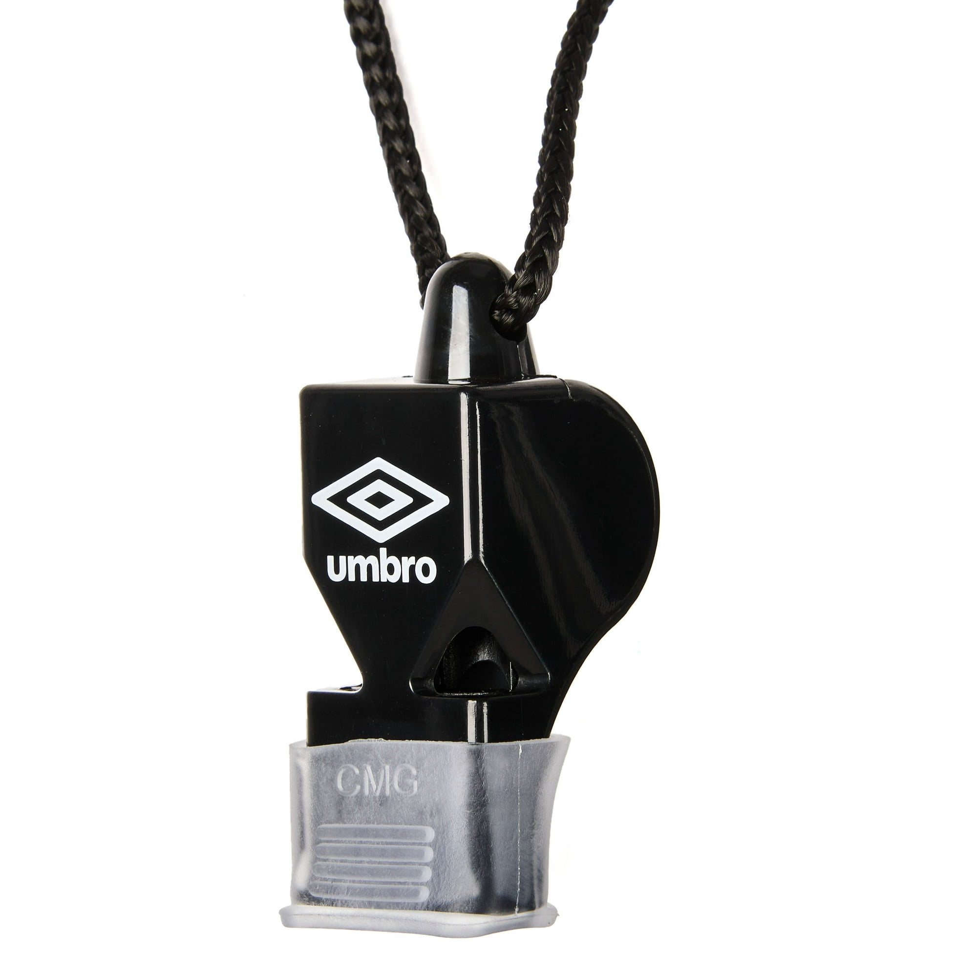 Umbro Pro Series Coach Whistle with Adjustable Cord, 115 db, Black, Plastic, New