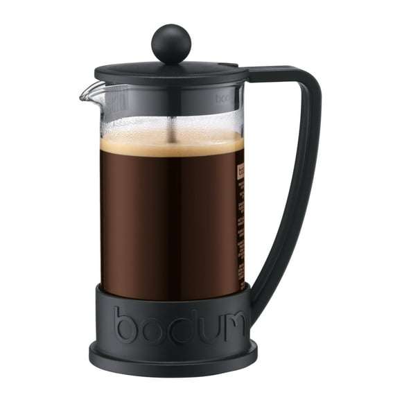 Bodum Cafetière à Pression Française Brésilienne 12 Oz, Verre Borosilicaté à Haute Chaleur, Noir - Fabriquée au Portugal