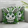 thumbnail image 3 of JEUXUS  Happy Easter Buffalo Plaid Rabbit Throw Pillow Cover,Eucalyptus Leaves Hello Spring Cushion Case Decoration for Sofa Couch, 3 of 5