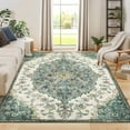 thumbnail image 4 of Assaile 8 x 10 ft Polyester Area Rugs, Green Runner Quicksand Printed, Indoor Aesthetic Machine Washable Persian Rugs for Entryway Living Room, 4 of 8