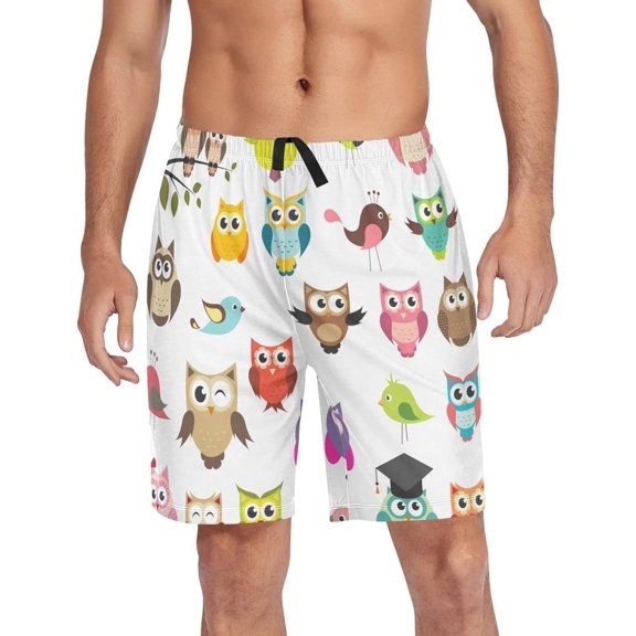 GZHJMY Owl Pajama Pants Short for Men, Lounge Pants Lightweight Men Pajama Bottoms with Drawstring Pockets, Christmas New Year Birthday Gifts, XX-Large