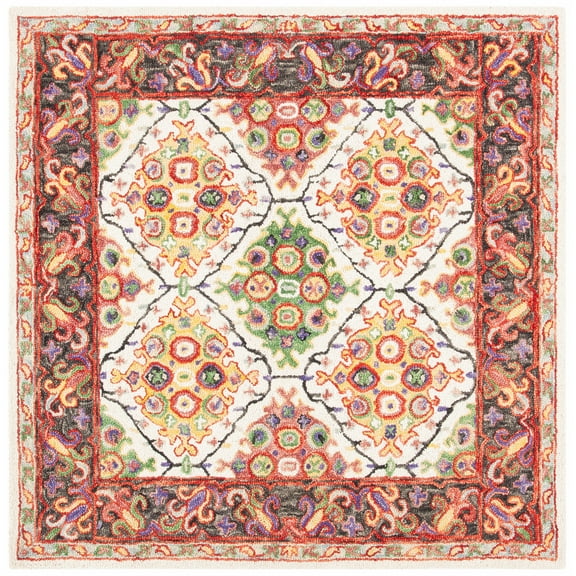 SAFAVIEH Trace Candelario Oriental Area Rug, Ivory/Red, 6' x 6' Square