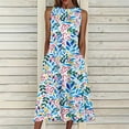 thumbnail image 2 of Leutsin Robe Longue Sans Manches pour Femmes Col Rond Imprimé avec Poche Grande Taille Robe Ample, 2 of 5