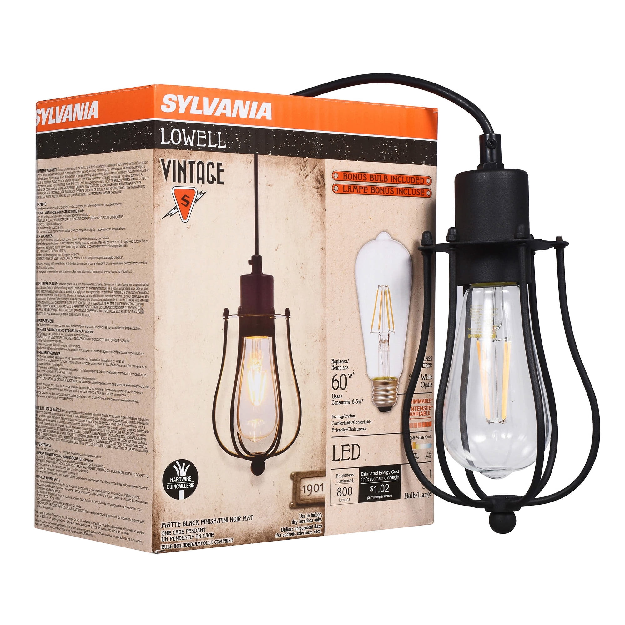 SYLVANIA Cage Pendant Light Fixture Kit, incl lightbulb