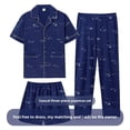 thumbnail image 4 of Ropa de dormir de verano de algodón puro para hombre, conjunto de tres piezas, pantalones largos de manga corta, pantalones cortos finos de talla grande, conjunto de ropa para el hogar, 4 of 5