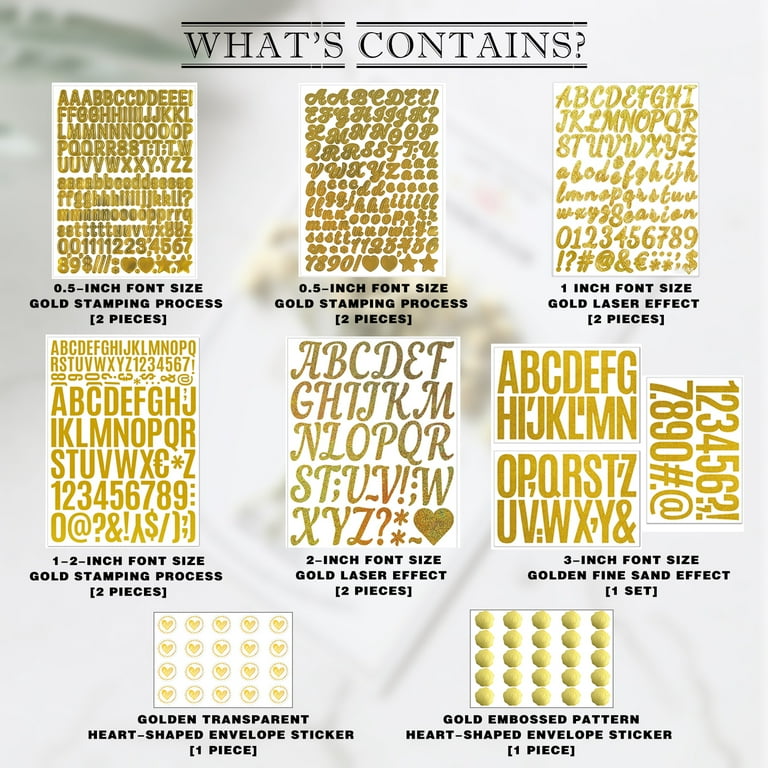 ゴールド アルファベット PMHZI Gold Vinyl Letter Stickers - 13 Pcs Waterproof Alphabet