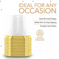 thumbnail image 3 of 36X Plastic Cup 9 Hard Disposable Cup Plastic Wine Glass Wedding Wine Glass Transparent Plastic Cup -Gold Rim, 3 of 6