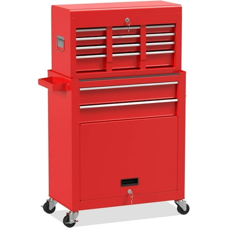 

8-Drawers Rolling Tool Chest Tool Box with Wheels 2-in-1 Detachable Tool Storage with Large Cabinet and Sliding Drawers Removable Tool Box Organizer with Lockable for Garage Workstatio
