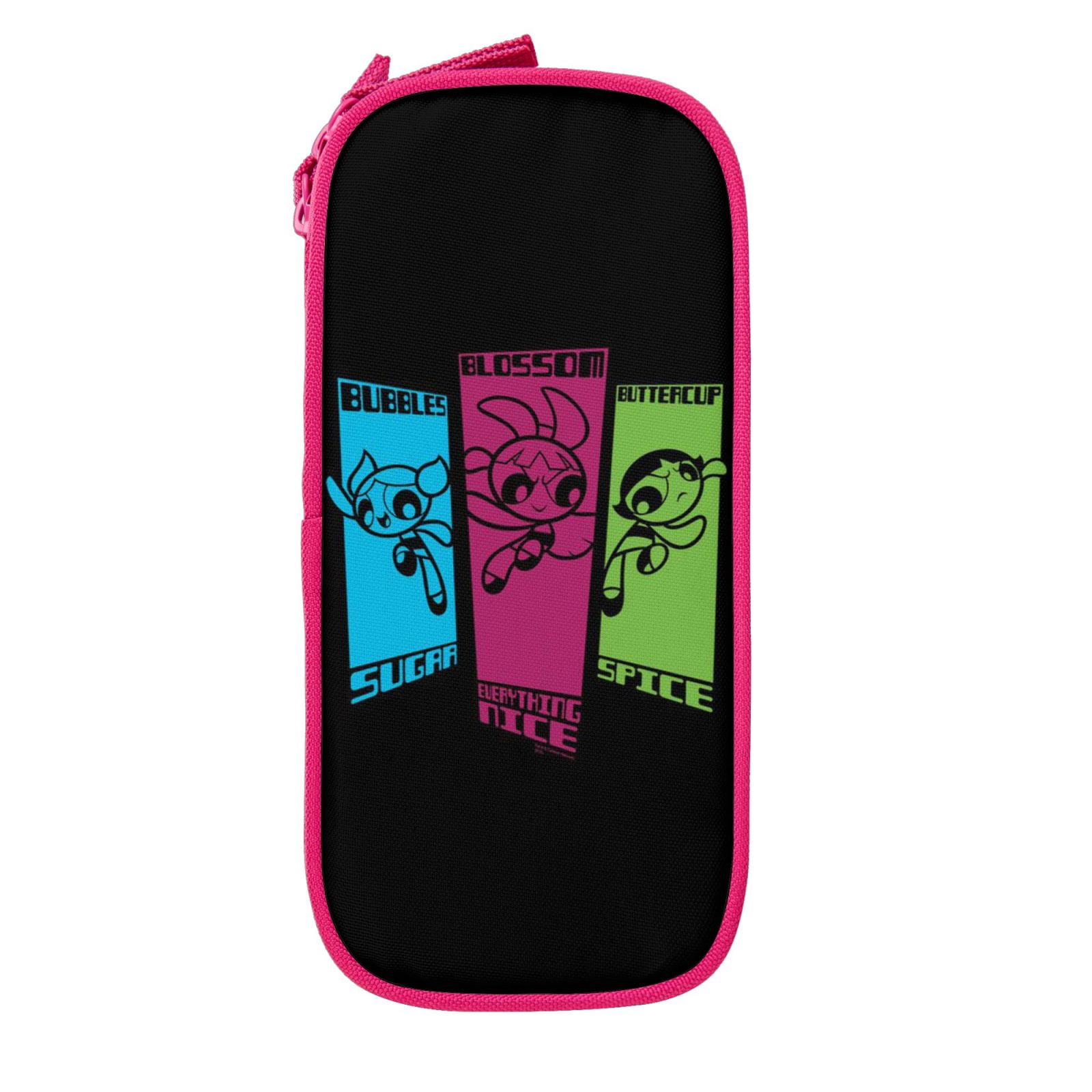 The Powerpuff Gi-rls Pencil Case Large Capacity Pencil Pouch Penbag Office Stationery Organizer Travel Makeup Bag Pink