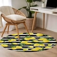 thumbnail image 5 of Area Rug 36in, Farm Watercolor Lemon Art Floor Carpet Living Room Rug, Vintage Black and White Stripes Non-Slip Welcome Mat Indoor Rugs for Bedroom Dining Room, 5 of 9
