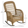 thumbnail image 2 of Light Grey Rattan Rocking Chair with Cushions - Outdoor Patio Garden Porch Furniture - Steel Frame, 27.2" x 36.2" x 39.4" - Relaxing Seating, 2 of 7