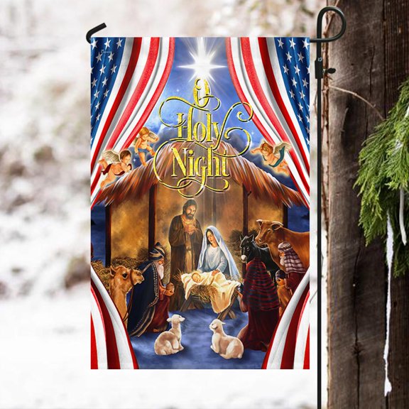 Christmas Garden Flag - Christmas Silent Night Flag Jesus Is Born THH3510Fv1