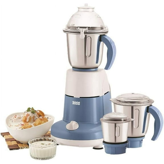 Excel Pro 3-Jar Mixer Grinder Kitchen Grinding Genius 750 Watt Powerful Motor, 3 Variable Speed with Incher, 110V,Blue
