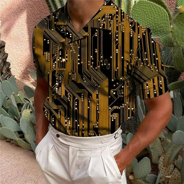 Fankiway T-Shirt Décontracté à Manches Courtes Imprimé Col en V pour Hommes
