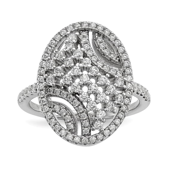 Auriga 925 Sterling Silver Rhodium-plated CZ Ring for Women Size- 7