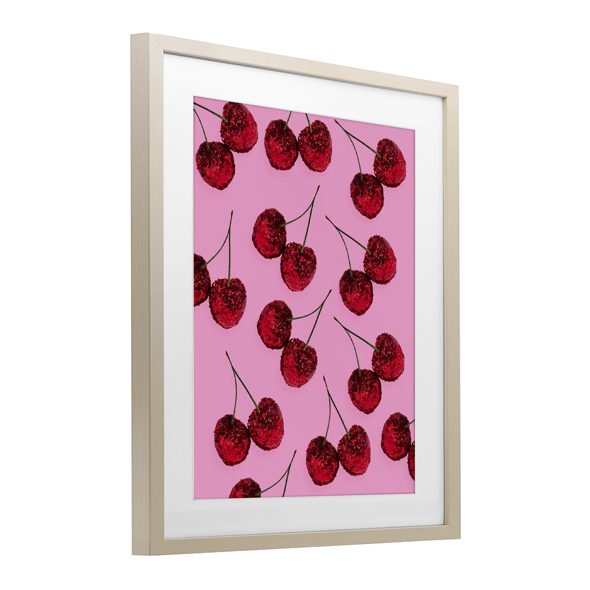 Stupell Industries Glitter Glam Cherries Pattern Birch Framed Print Under Glass, design by LISH Creative