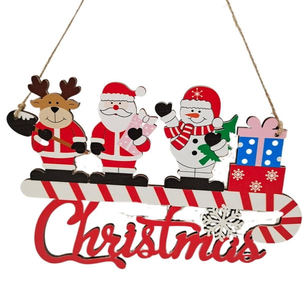 LUVCLS Adorno de árbol de Navidad de madera, letrero navideño para el hogar, nuevo
