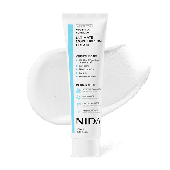 NIDA Youthful Formula Ultimate Moisturizing Cream, Centella Niacinamide Hyaluronic Acid, for Dryness, Fine Lines & Redness, 3.38 fl oz