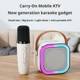 thumbnail image 2 of Mini Karaoke Machine with 2 Wireless Microphones Voice Changer Stereo Sound Portable Bluetooth-compatible Portable Speaker with Light, 2 of 8