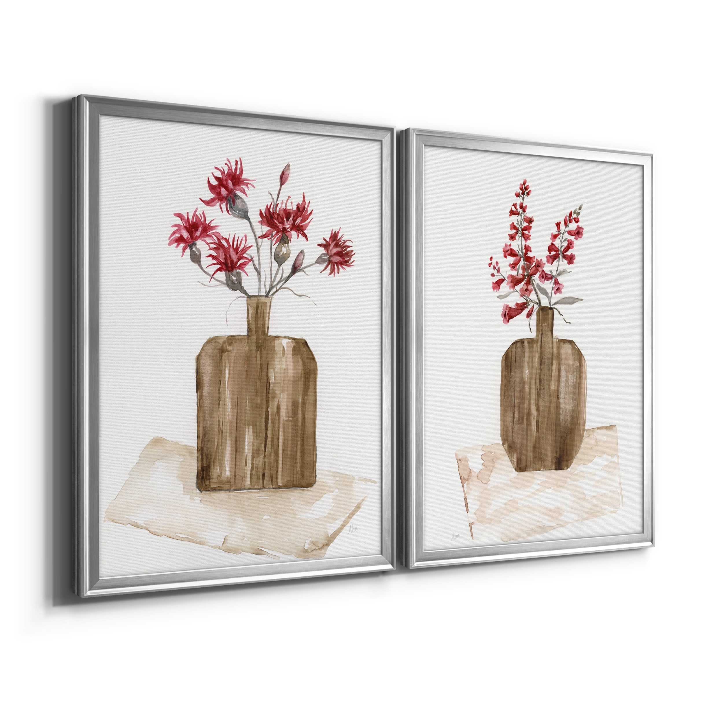 2 Piece Set Simply Country I Premium Framed Canvas - Ready to Hang - 18.5 x 24.5 Each - Silver Frame
