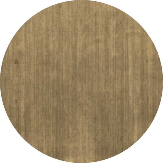 Ahgly Company Indoor Round Abstract Brown Contemporary Area Rugs, 8' Round