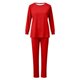 thumbnail image 5 of Conjunto de pijama de manga larga y pantalones para mujer, blusa de color liso, camisa y pantalones de poliéster, para Navidad, 5 of 5