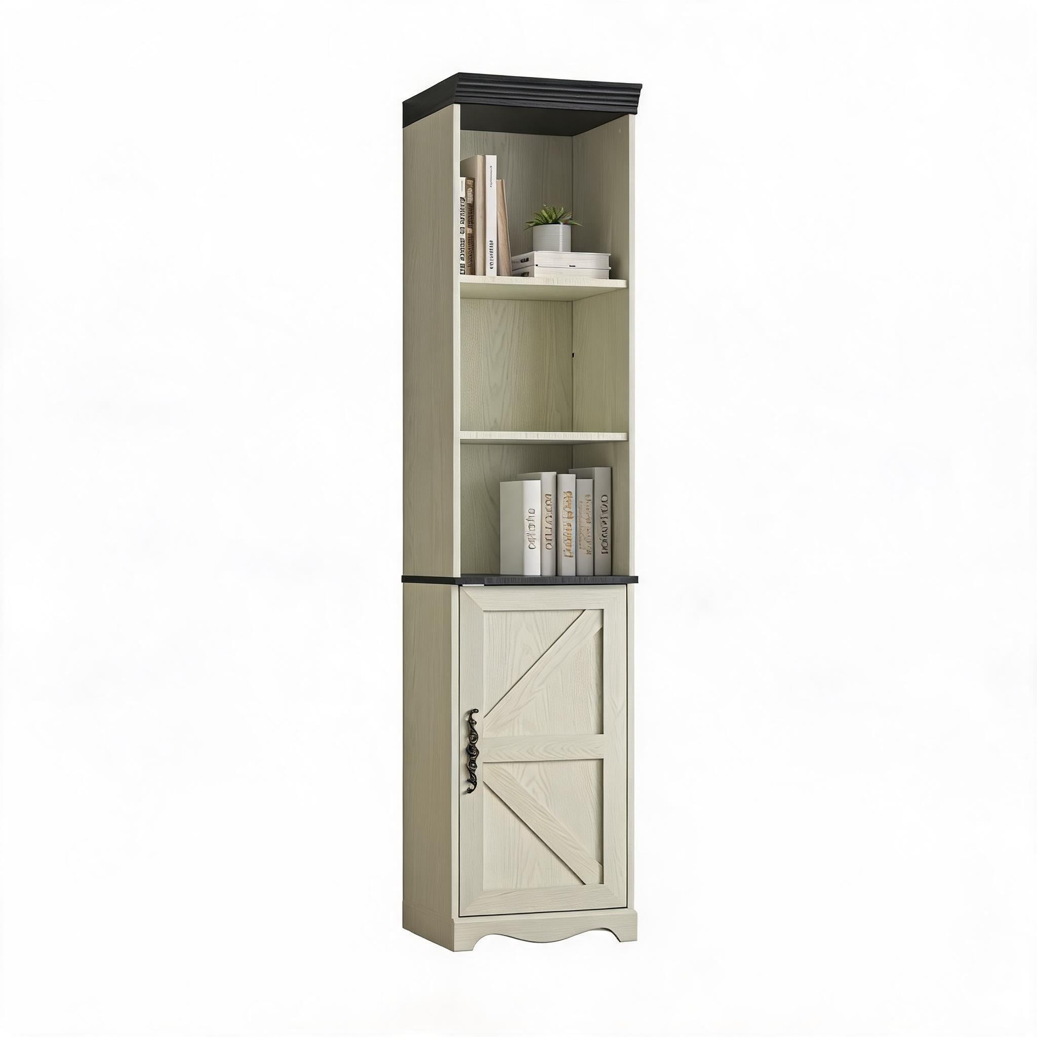 70.86" Tall Free Combination Storage Cabinet, 5-Tier MDF Cube Bookshelf with Hinged Door, DIY Display Cabinet for Living Room Bedroom, White