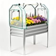 thumbnail image 1 of Garvee cama de cultivo elevada con cubierta de 48 x 24 x 55 pulgadas, jardinera galvanizada con patas y capacidad de 400 lb, ideal para patio y balcón, 1 of 7