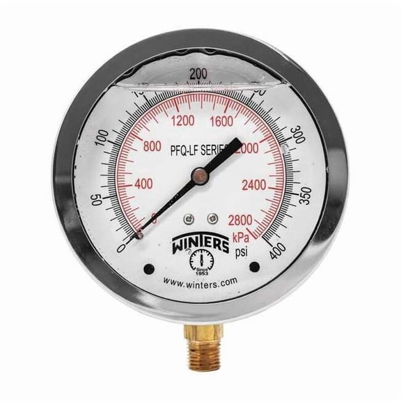 Lead-Free Pressure Gauge, 0 to 400 psi, 4 in Dial, 1/4 in NPT, Bottom Location