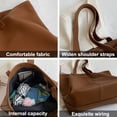 thumbnail image 3 of Bolso retro de PU simple de gran capacidad, nuevo bolso de mano, bolso de estudiante de un solo hombro, gris, 3 of 5