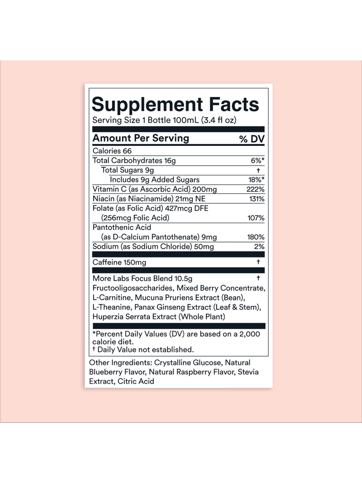 Liquid Focus Nootropic Smart Drink with Antioxidants & Adaptogenic Herbs, Energy Shot, 150mg Caffeine - Pack of 6