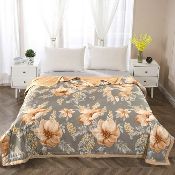 HWRETIE Summer Cooler Quilt Plant Print Soft Breathable Double Sided Comforter for Hot Sleepers Night Sweat Relief Farmhouse