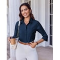 thumbnail image 6 of Zeagoo Women Work Shirts Button Down Three Quarter Sleeve Short Sleeve Office Blouses for Women, 6 of 6