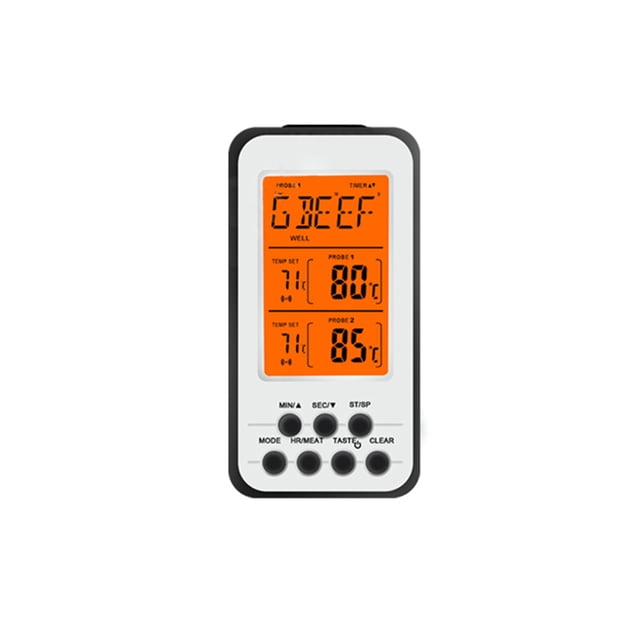 Ounissouiy Termómetro para carne de barbacoa, termómetro para carne de cocina, pantalla LCD, temperatura de barbacoa con sondas, 1 Uds. Termómetros Sonda doble