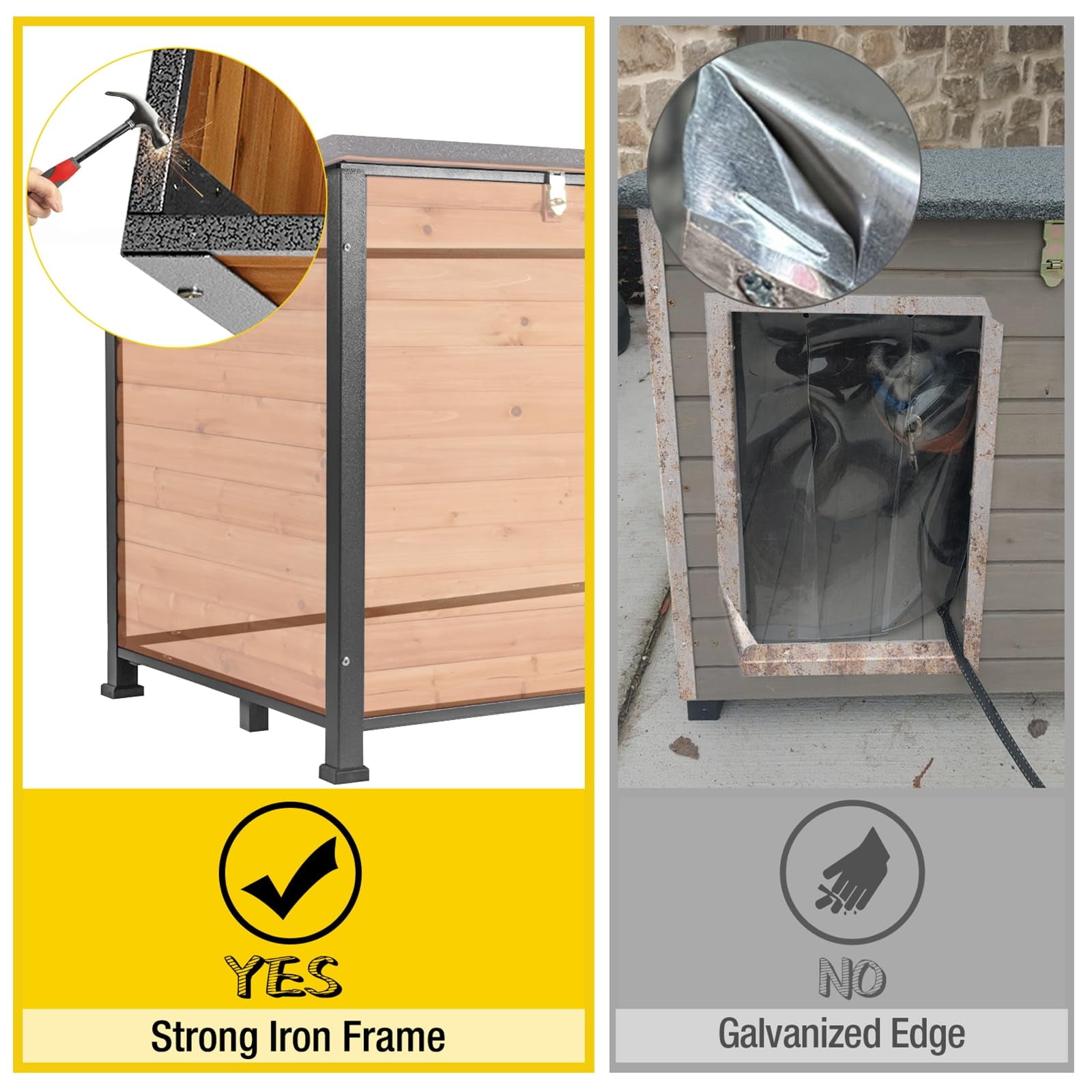 MEDEHOO Heated Dog House Outdoor 59" Extra Large Insulated Dog Kennel with Heating Pad Keep Warm in Winter Dog Cage for Small & Medium & Large Dogs,All-Around Strong Iron Frame