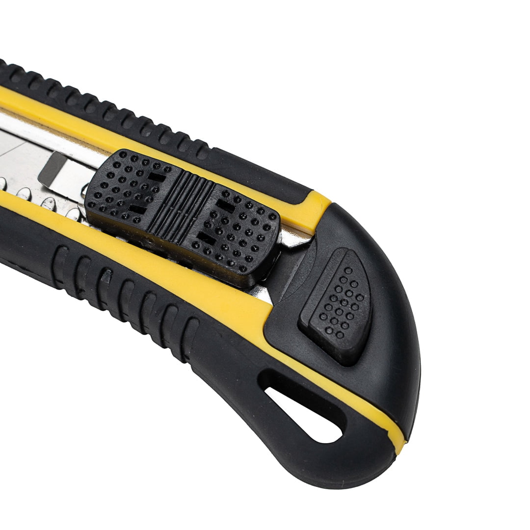 Restaurantware-Handy Tek 6.7 Inch Utility Knives, 4 Heavy Duty Box Knives - Retractable, Built-In Lock, Yellow Plastic Box Cutters, Sharp Blade, For Opening Boxes And Packages