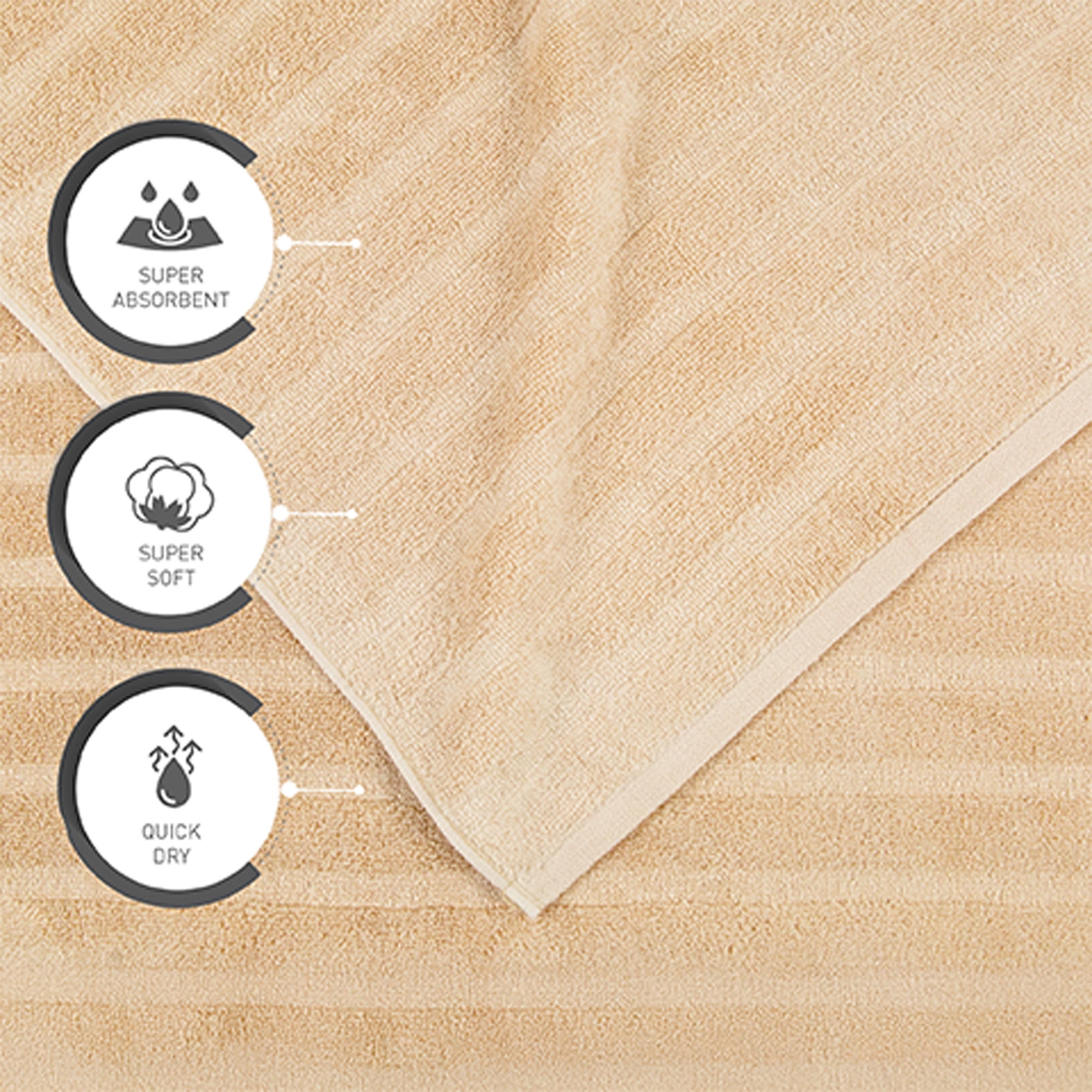 Everyday Home by Trident Quick Dry 4 Bath Towels, 100% Cotton , lightweight,Soft, Absorbent, Bathroom Towels, 4 Bath 27"x54", Beige