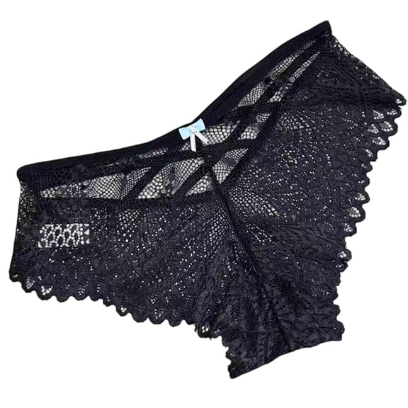 WULMLEO Sexy Cheeky Panties for Women Lace Criss Cross Bikini Underwear Seamless Panties Ladies Cute Panty Brief Black XL