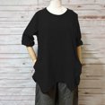 thumbnail image 2 of Giftesty Womens Shirts Top Clearance Women's Round Neck Long Sleeve Loose Imitation Cotton And Linen Tunic Blouse, 2 of 6