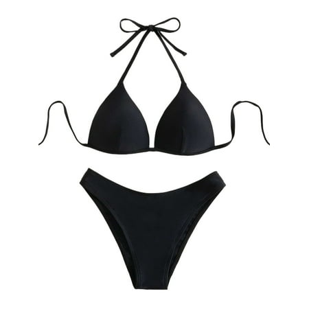 Womens Solid Push Up Bra & Bikini Bottom  Bathing Suits Swimsuits For Women